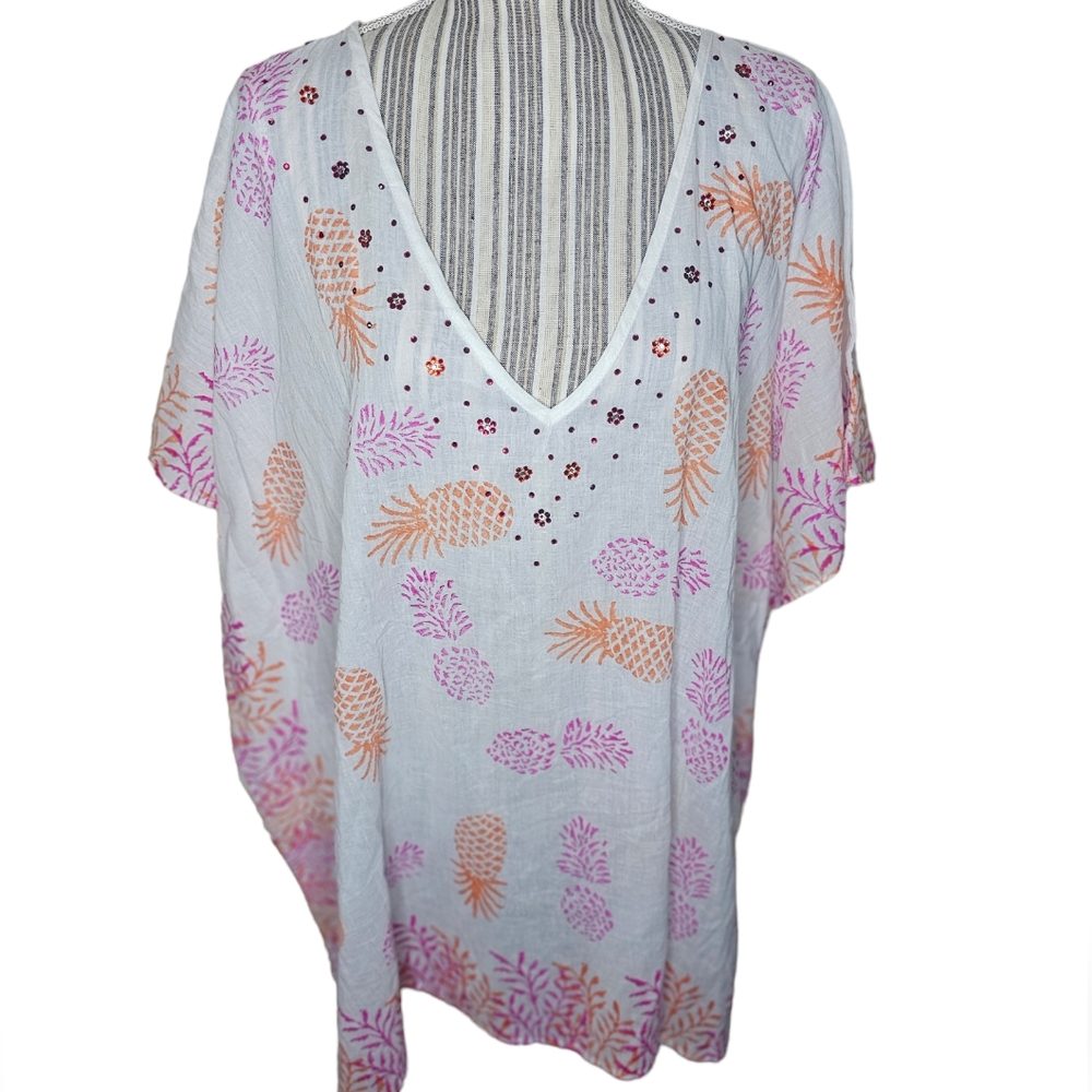 Jessica Taylor women's white,orange,pink cover-up size one size